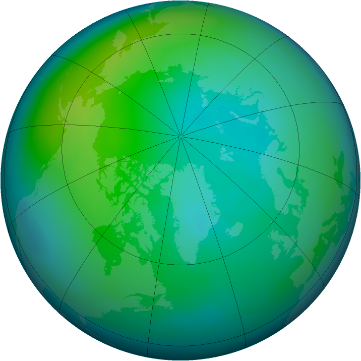 Arctic ozone map for October 2010